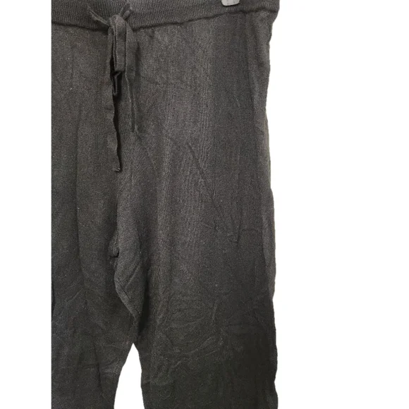 Cashmere Blend Wide Leg Pant Rib Waistband Black Members Mark - Picture 3 of 5